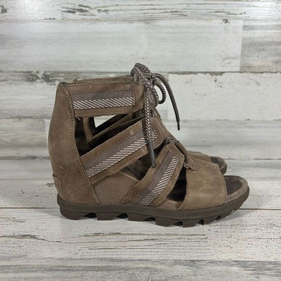 Sorel Womens Joanie‎ II Lace Wedge Sandal Tan Size 6 US - Picture 1 of 8